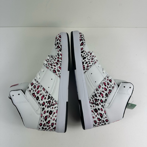 Women’s DC Cure Hi Size 9.5 Skate Leather Sneakers Trainers Pink Leopard - Picture 4 of 9